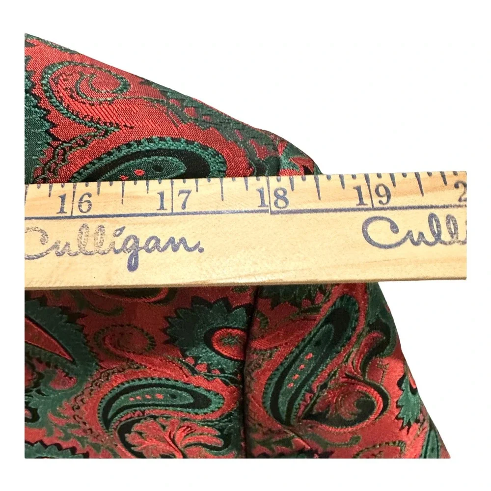 Christmas Paisley Tuxedo Jacket Red Green  Blazer Mens M Shawl Lapel Coofandy